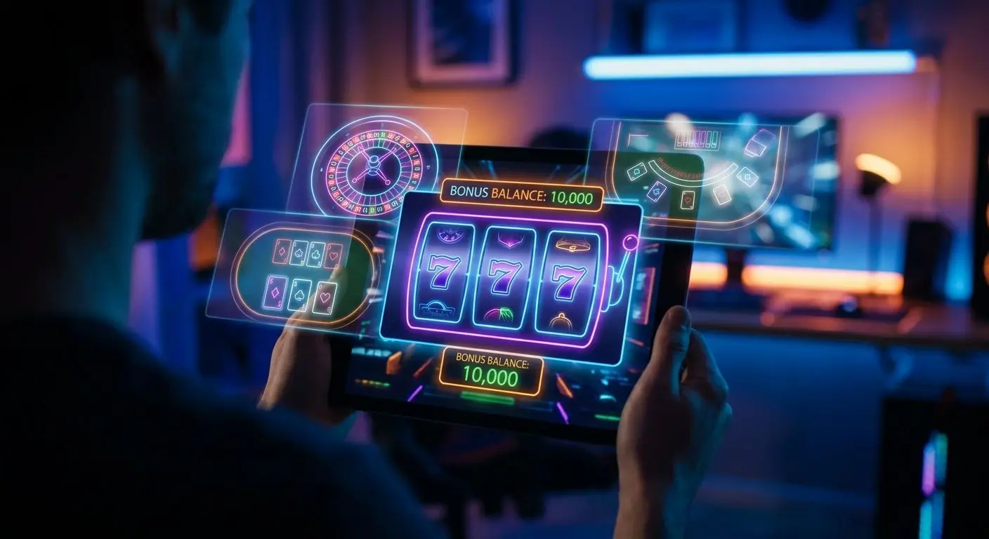Utilização de saldo de bónus em vários jogos online com slots em destaque