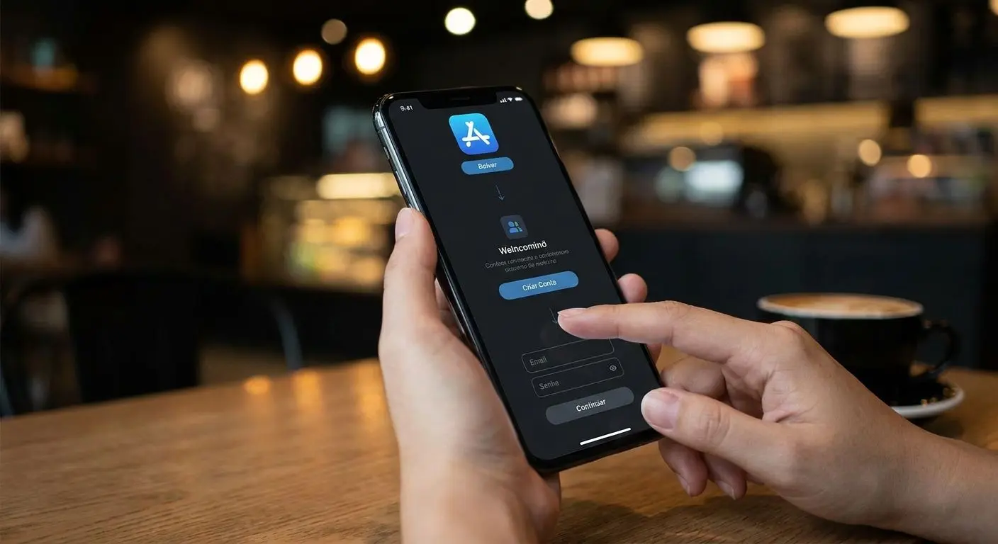 Download e registo na Solverde App Ecrã de download e registo da app no smartphone