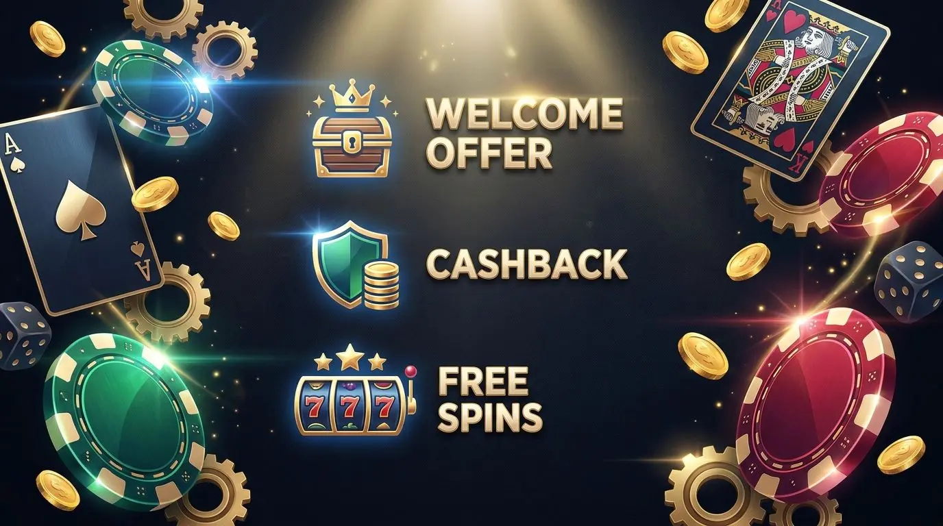 Tipos de bónus e promoções Ilustração de diferentes tipos de bónus promocionais digitais