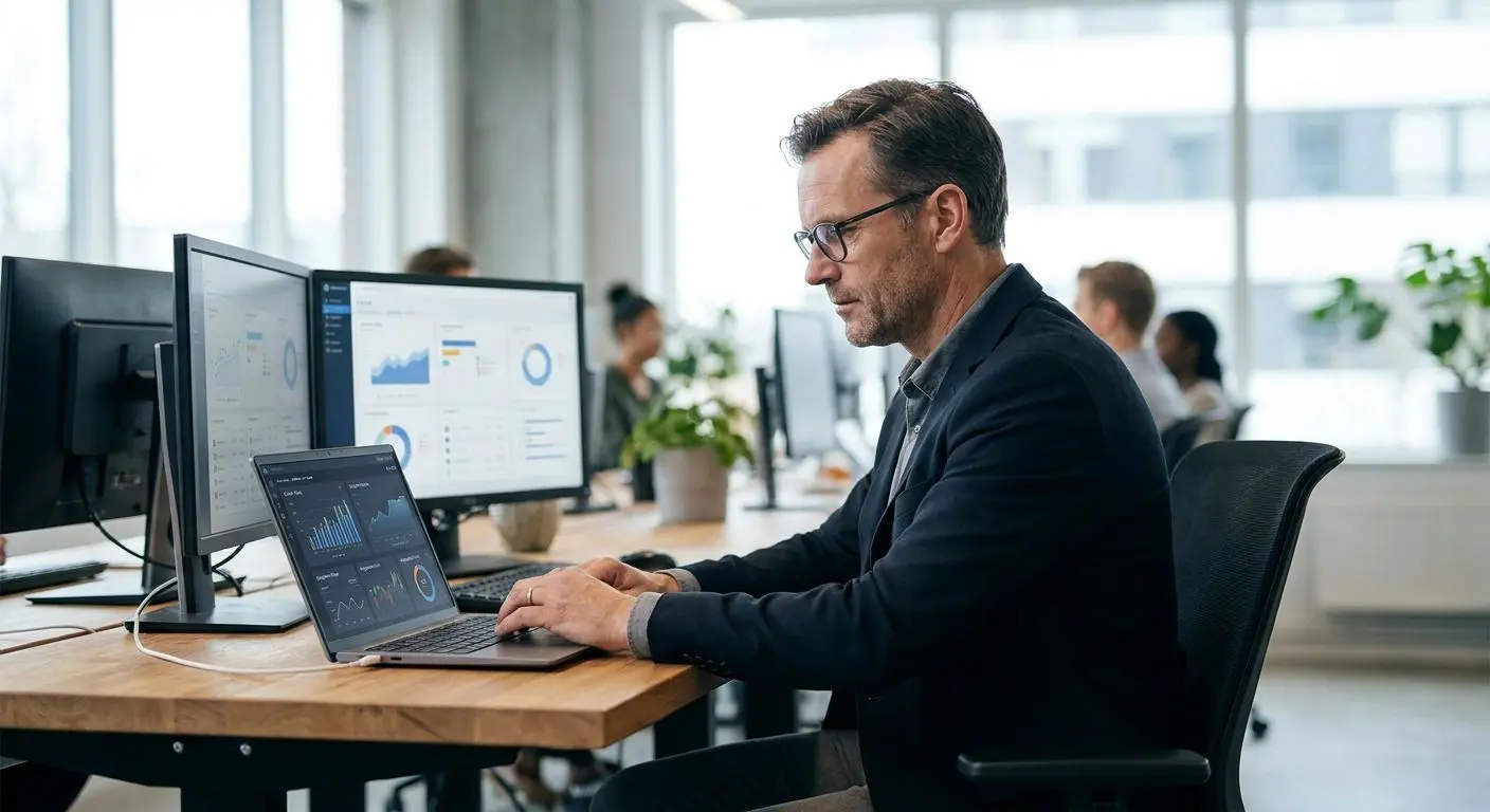 Analista digital fictício em contexto de apoio e análise online