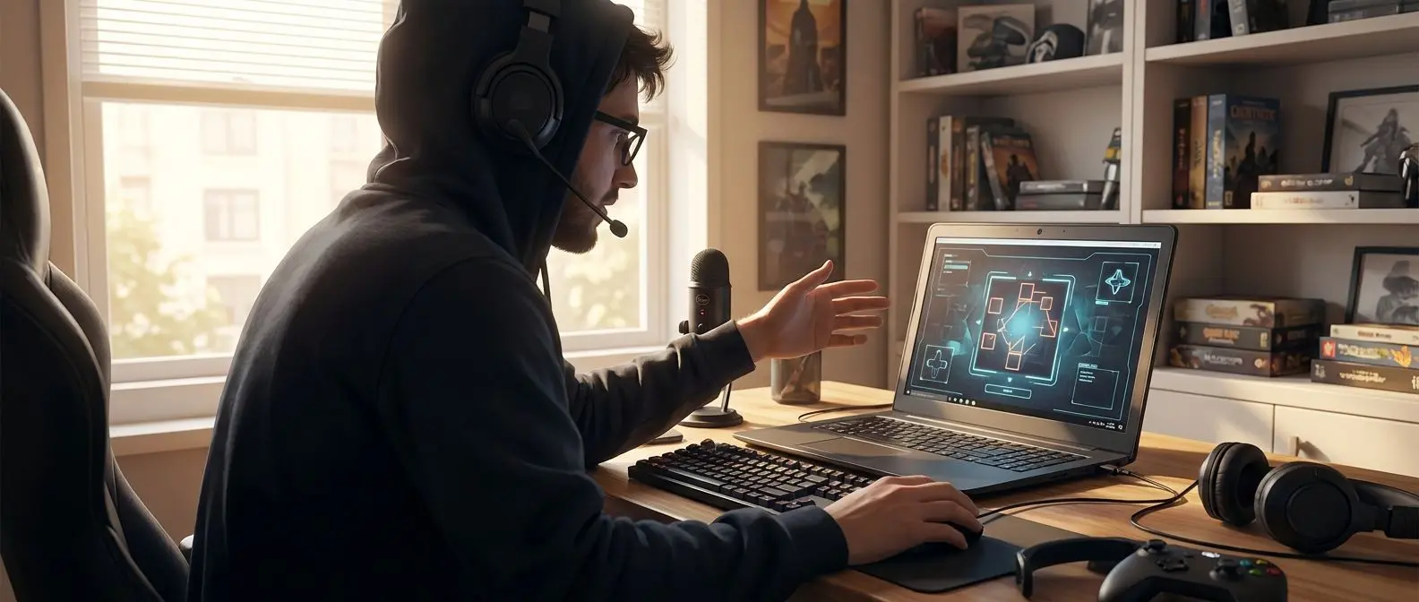 Autor especialista em jogos online Especialista em jogos online num ambiente de trabalho moderno