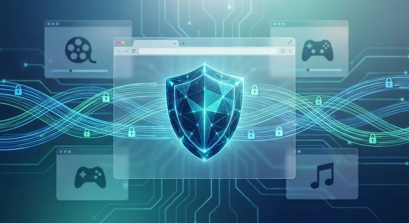 Ilustração abstrata sobre proteção de dados e privacidade digital
