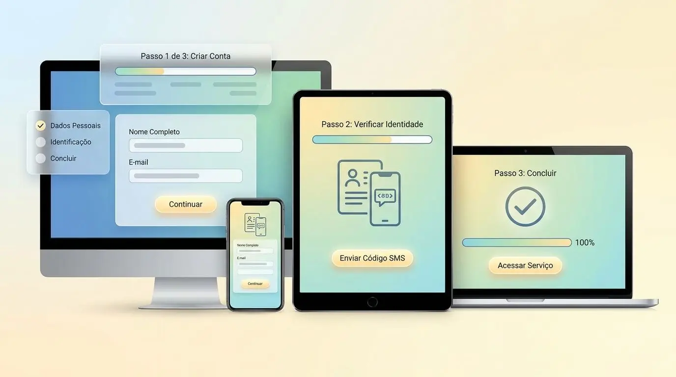 Passo a passo do registo com checklist e formulário simplificado
