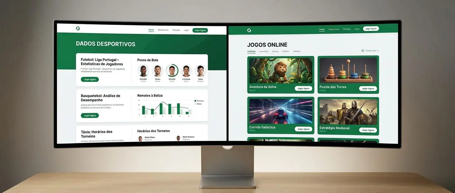 Interface geral do Solverde com secções de desporto e casino online
