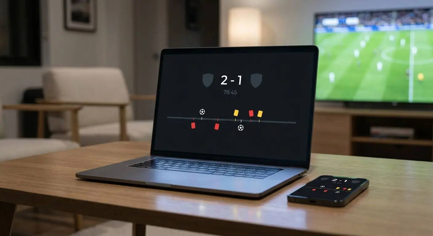 Acompanhar futebol online em direto Centro de jogo em direto com marcador e eventos de futebol