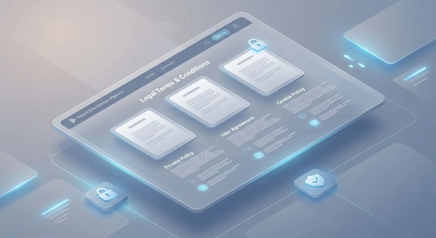 Interface digital com página de termos e condições online